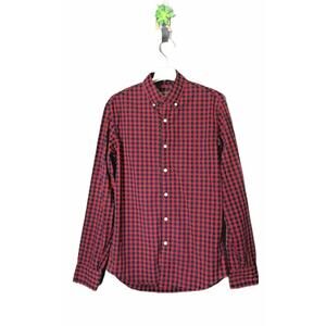 J.Crew Mercantile Men's Size Small Slim-fit Long-Sleeve Red Blue Gingham Shirt